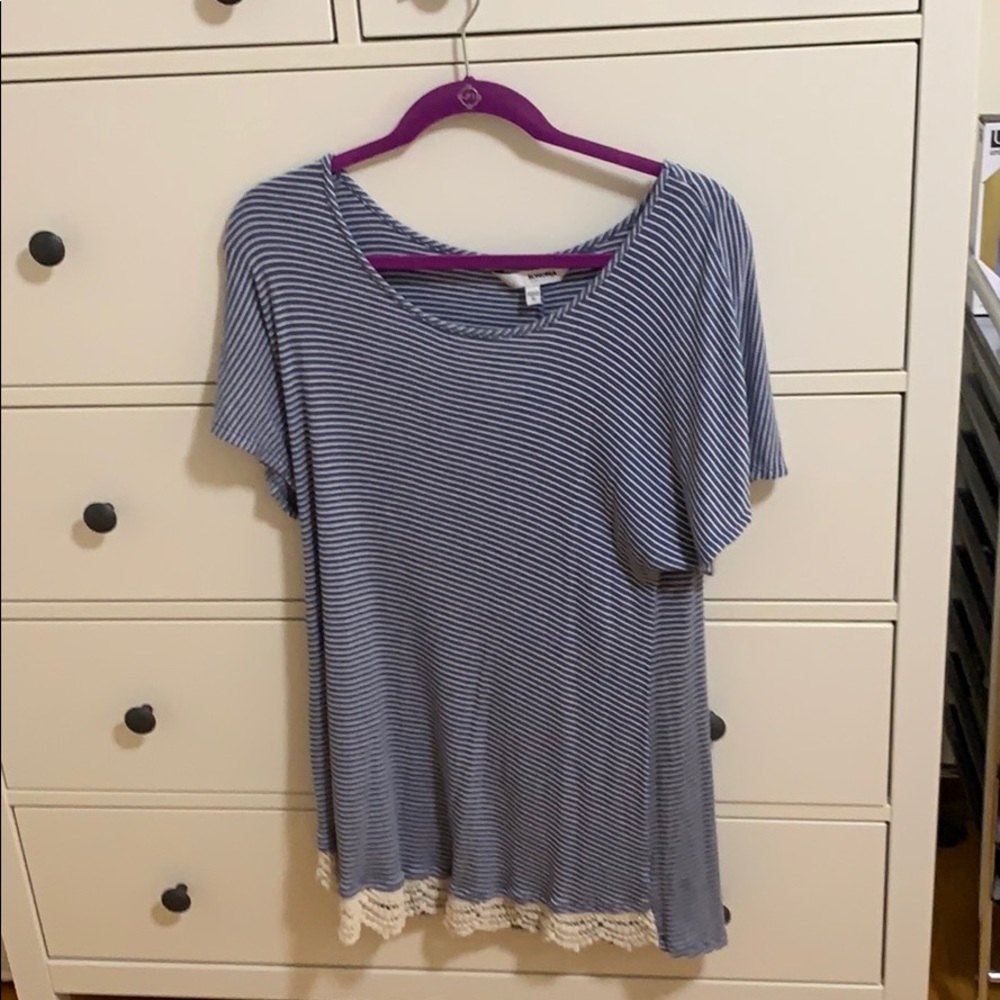 Sonoma Striped Long Blouse with Lace on bottom